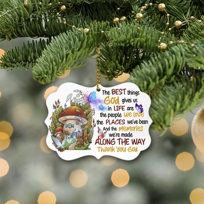 Cottagecore Mushroom House The Best Things God Gives Us Christmas Wooden Ornament
