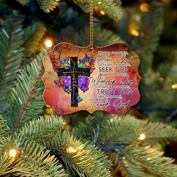 Cross and Butterfly Wooden Ornaments Christmas Tree Hangging Christian Religious Gift