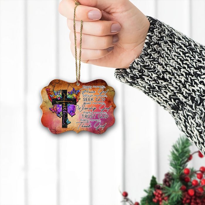 Cross And Butterfly Wooden Ornaments Christmas Tree Hangging Christian Religious Gift