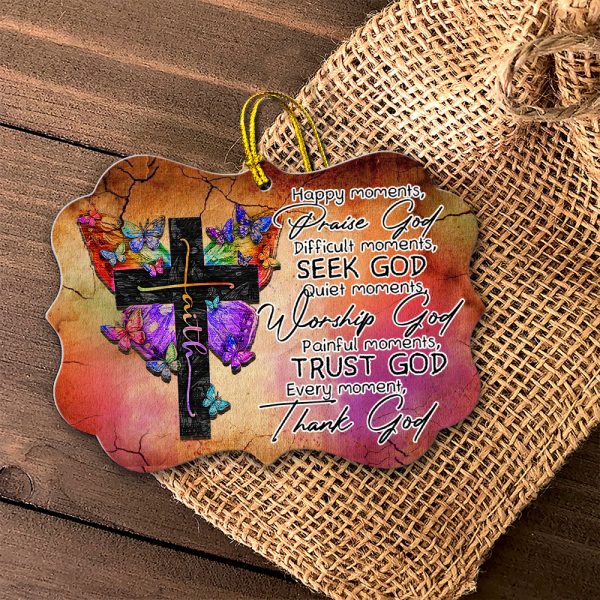 Cross and Butterfly Wooden Ornaments Christmas Tree Hangging Christian Religious Gift