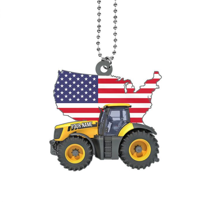 America Map And Tractor Car Ornament Christmas Tree Hangging Tractor Men Gift