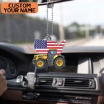 America Map and Tractor Car Ornament Christmas Tree Hangging Tractor Men Gift