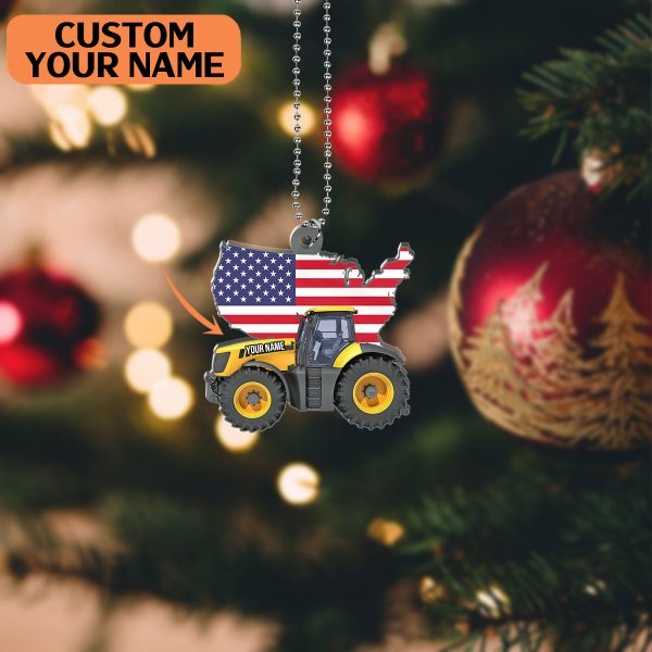 America Map and Tractor Car Ornament Christmas Tree Hangging Tractor Men Gift