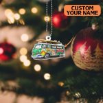 Hippie Van Trippy Vibe Peace with Love Car Ornament Christmas Tree Hangging