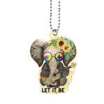 Elephant Hippie Let It Be Car Ornament Christmas Tree Hangging Guitarist Funny Gift