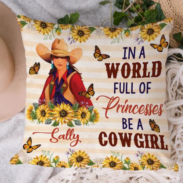 Cowgirl And Sunflowers Be A Cowgirl Custom Name Pillow Case