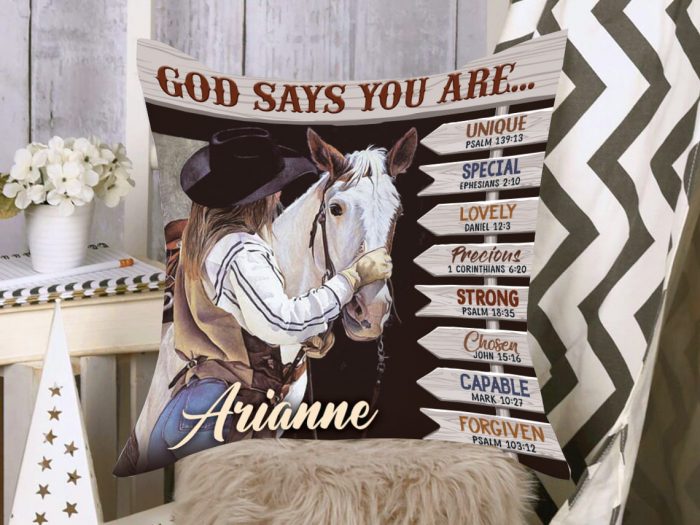 Cow Girl God Say You Are Custom Name Pillow For Horse Lover