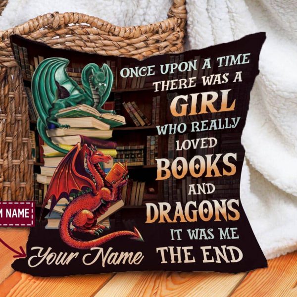 Dragon Read Book Poster Once Upon A Time Love Book Pillow Cover