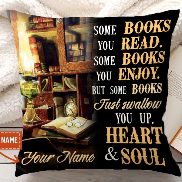 Love Reading Poster Books Give A Soul To The Universe Wings Pillow Cover Custom Name