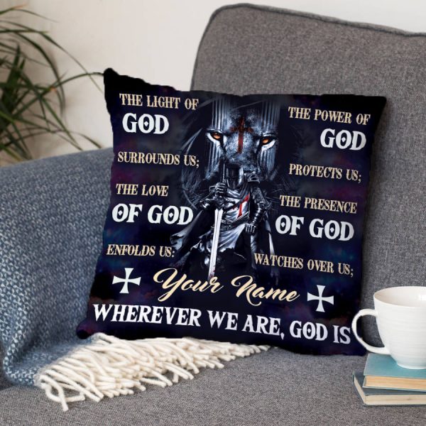 The Light Of God Surrounds Me Knight Templar Custom Name Pillow Case