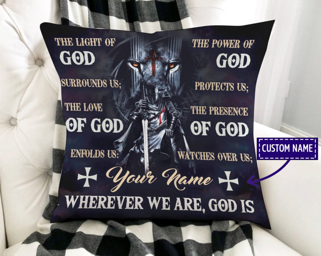 The Light Of God Surrounds Me Knight Templar Custom Name Pillow Case