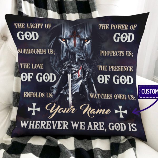 The Light Of God Surrounds Me Knight Templar Custom Name Pillow Case