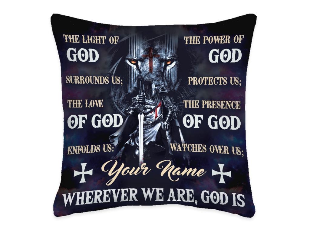 The Light Of God Surrounds Me Knight Templar Custom Name Pillow Case