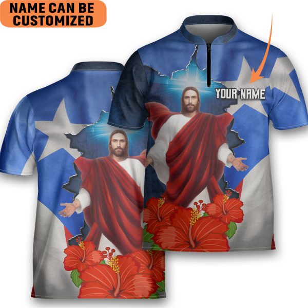 Customize Name Puerto Rico AOP Bowling Jersey Style Polo Men’s Shirt Gift for Puerto Rican