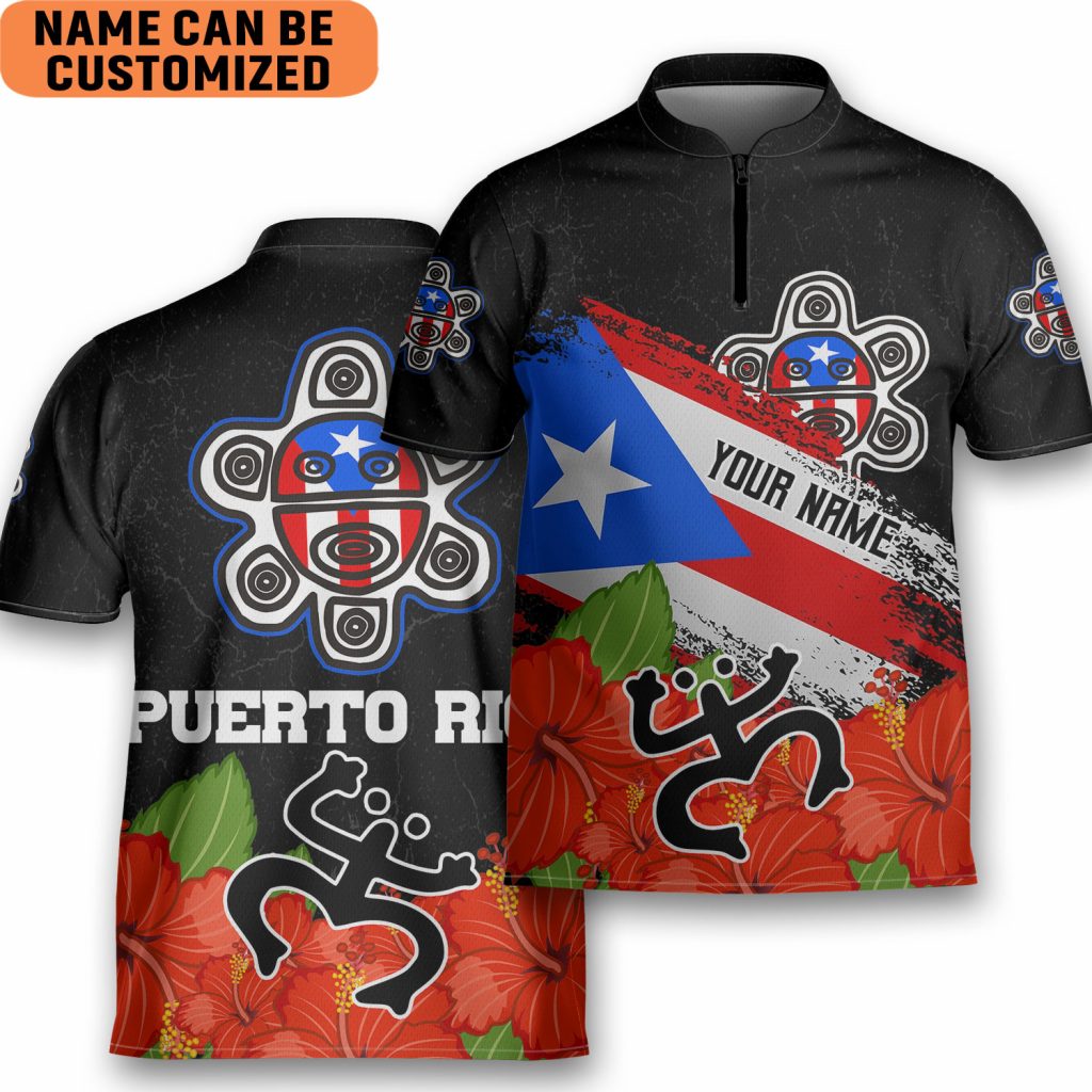 Customize Name Puerto Rico Aop Bowling Jersey Style Polo Men’S Shirt Gift For Puerto Rican