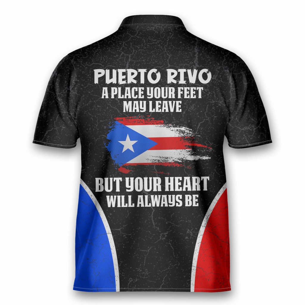 Custom Puerto Rico A Place Heart Always Be Skull Flag Aop Bowling Jersey Style Polo