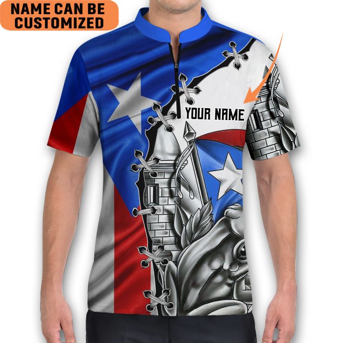 Custom Puerto Rico Coqui Symbols Bowling Jersey Style Polo Men’S Shirt For Puerto Rican 03