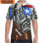 Personalized Puerto Rico Coqui Bowling Jersey Style Polo Zipper Vintage Leather 01