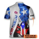 Customize Name Puerto Rico AOP Bowling Jersey Style Smock Star Zipper Polo Shirt