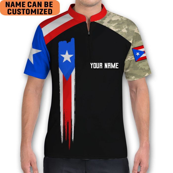 Custom Freedom Isn’T Free Soldier Puerto Rico Bowling Jersey Style Puerto Rican Polo Zipper