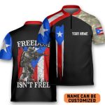 Custom Freedom Isn’t Free Soldier Puerto Rico Bowling Jersey Style Puerto Rican Polo Zipper