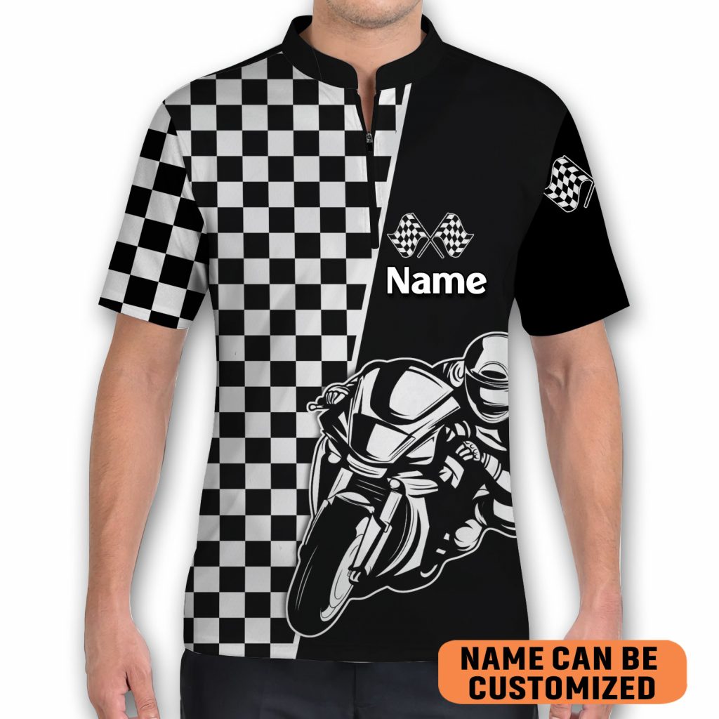 Racing Dirt Track Lover Customized Bowling Jersey Zipper Polo Shirt