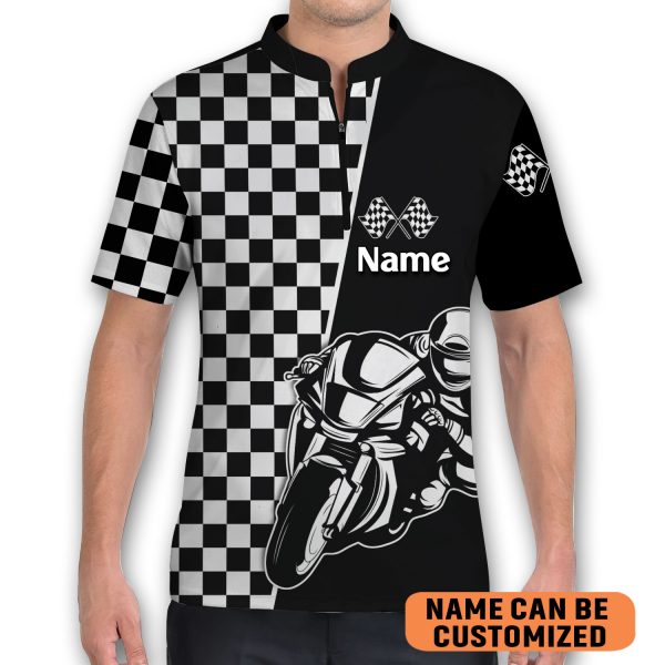 Racing DIRT TRACK Lover Customized Bowling Jersey Zipper Polo Shirt