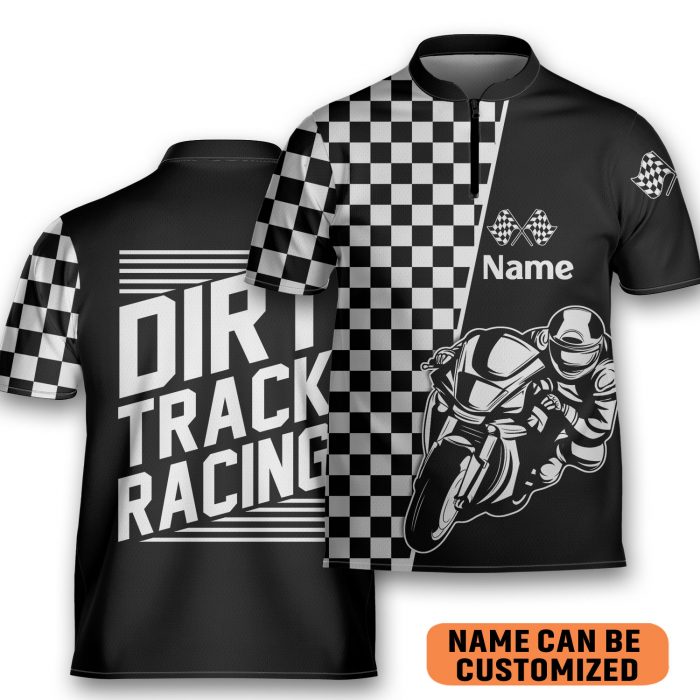 Racing Dirt Track Lover Customized Bowling Jersey Zipper Polo Shirt