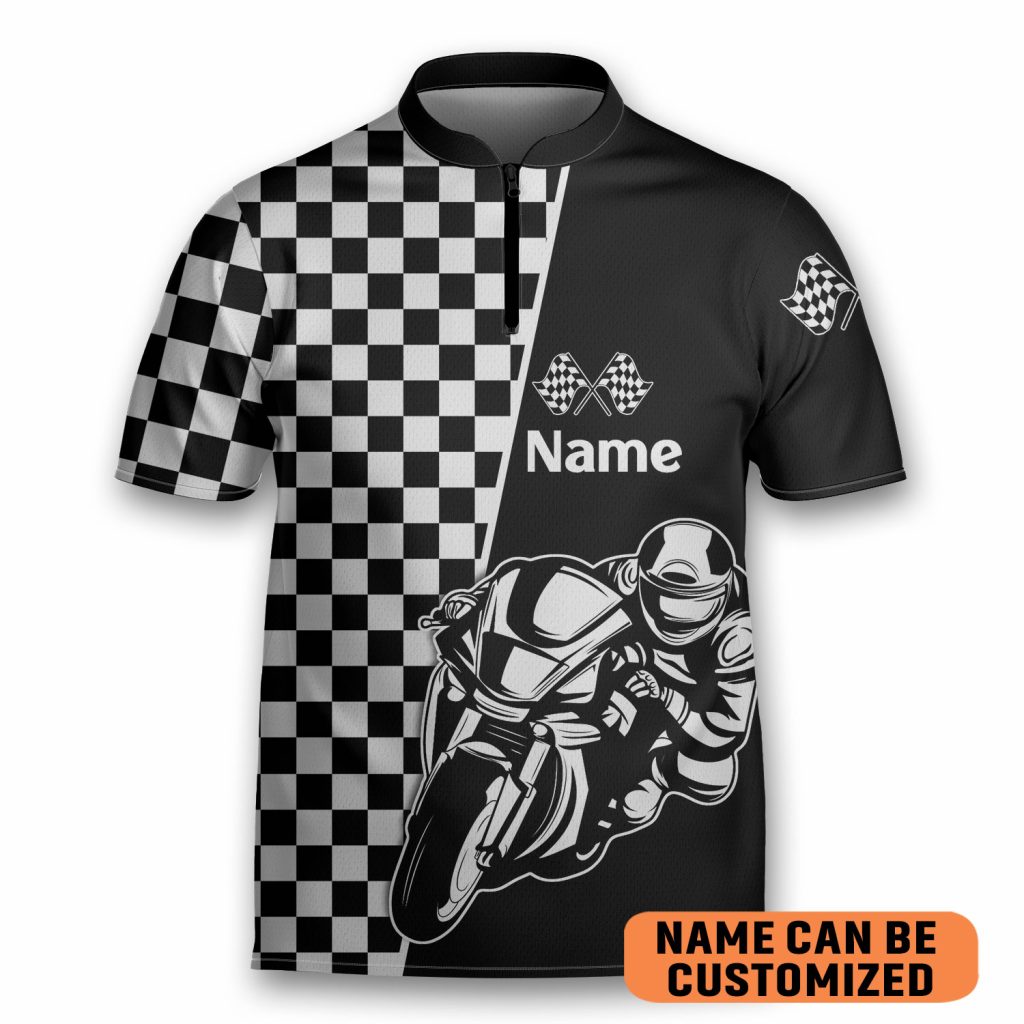 Racing Dirt Track Lover Customized Bowling Jersey Zipper Polo Shirt