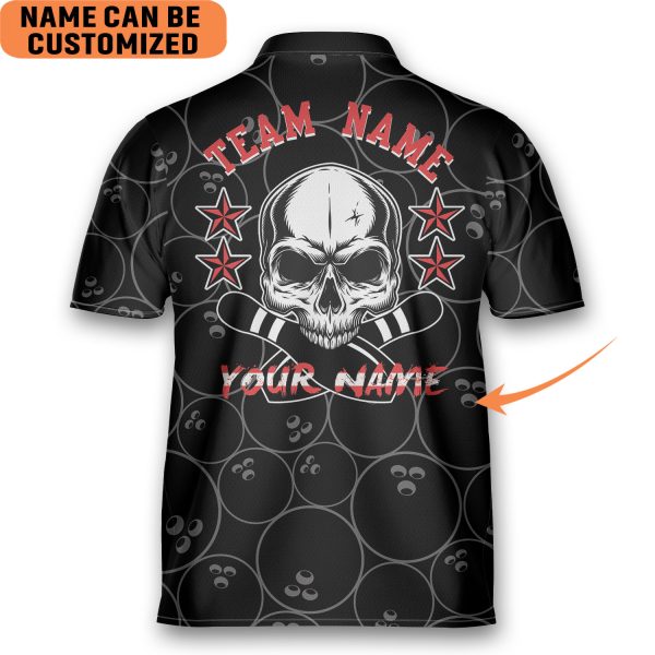 Bowling Skull Back Personalized Game Team Bowling Jersey Zipper Shirt Custom Name