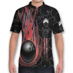 Bowling Skull Back Game Team Bowling Jersey Zipper Shirt Custom Team Name