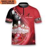 Personalized Colorful Bowling red Game Team Love Bowling Jersey Zipper Shirt
