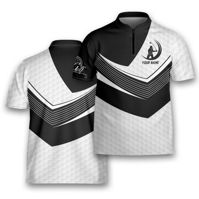 Personalized Love Golf Black/White Golfing Mandarin Zipper Jersey