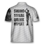 Golf Swing Swear Drink Repeat Men’s Military Camo Golfing Mandarin Zipper Jersey