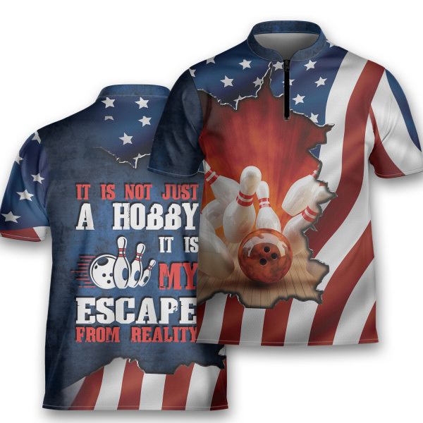Not Just A Hobby It is My Escape Bowling Jersey Zipper Shirt Custom Name