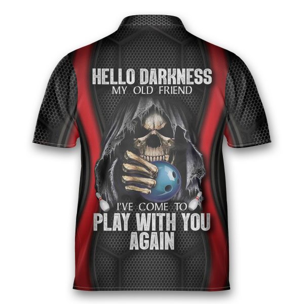 Skull Hello Darkness Play With You Bowling Jersey Zipper Shirt