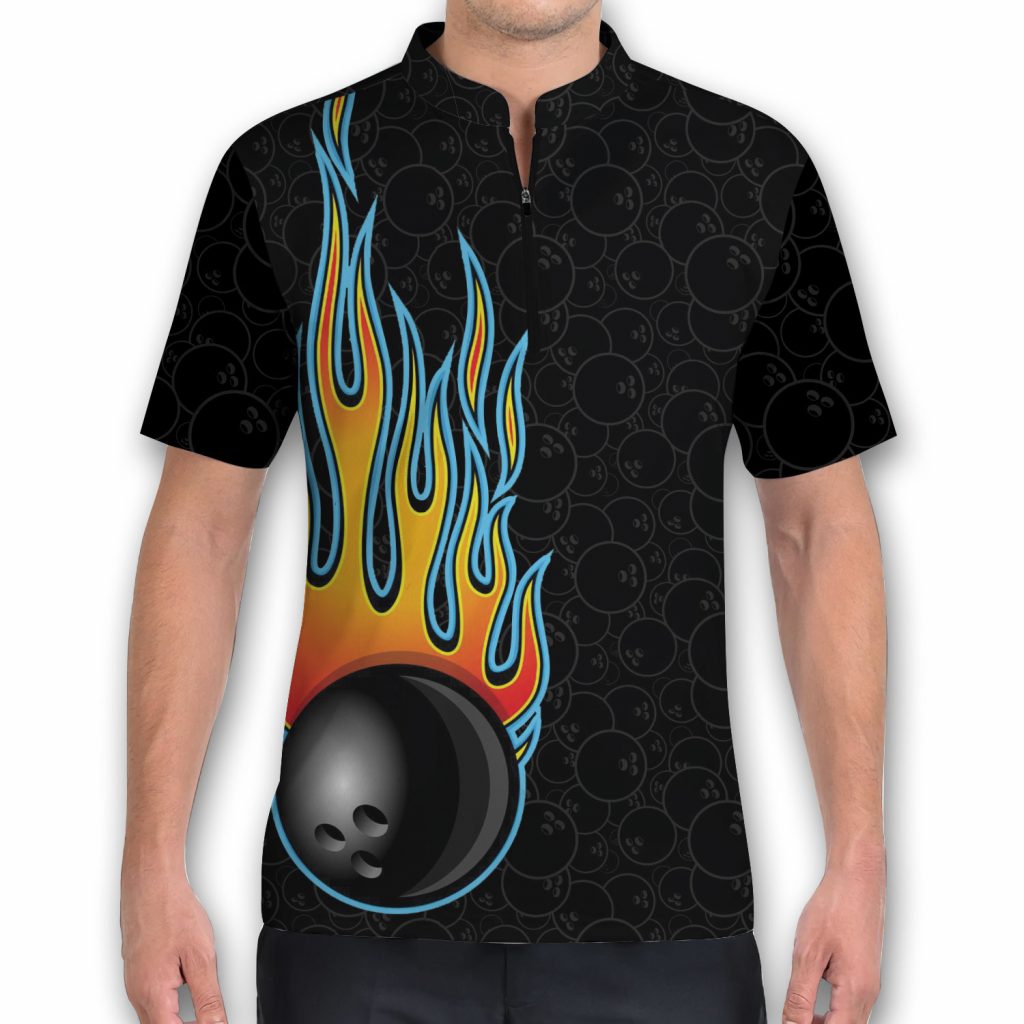Bowlers Just End Up In The Gutter Flame Bowling Jersey Zipper Shirt
