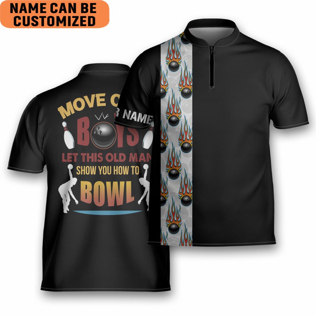 Bowling Move Over Boys Bowling Jersey Zipper Shirt Custom Name