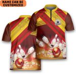 Personalized Name Red Bowling Game Team Bowling Jersey Zipper Shirt