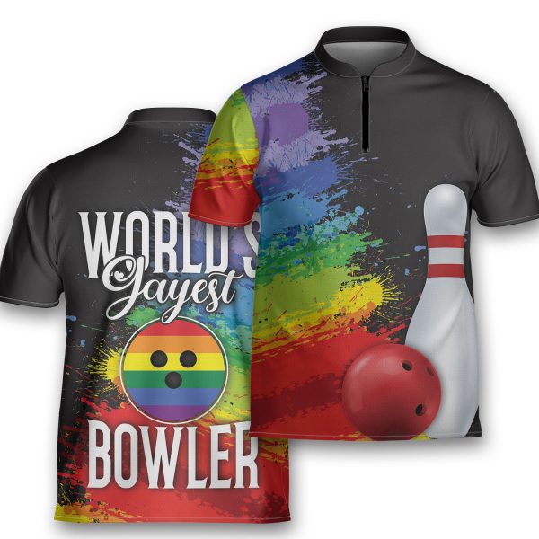 Bowling Lover Gay, Bowling Funny World’s Gayest Bowler Bowling Jersey Zipper Shirt