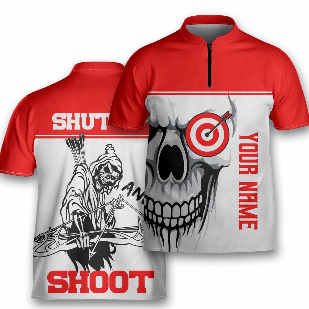 Personalized Archery Skull Shut Up Shooter Archery Jersey Zipper Shirt