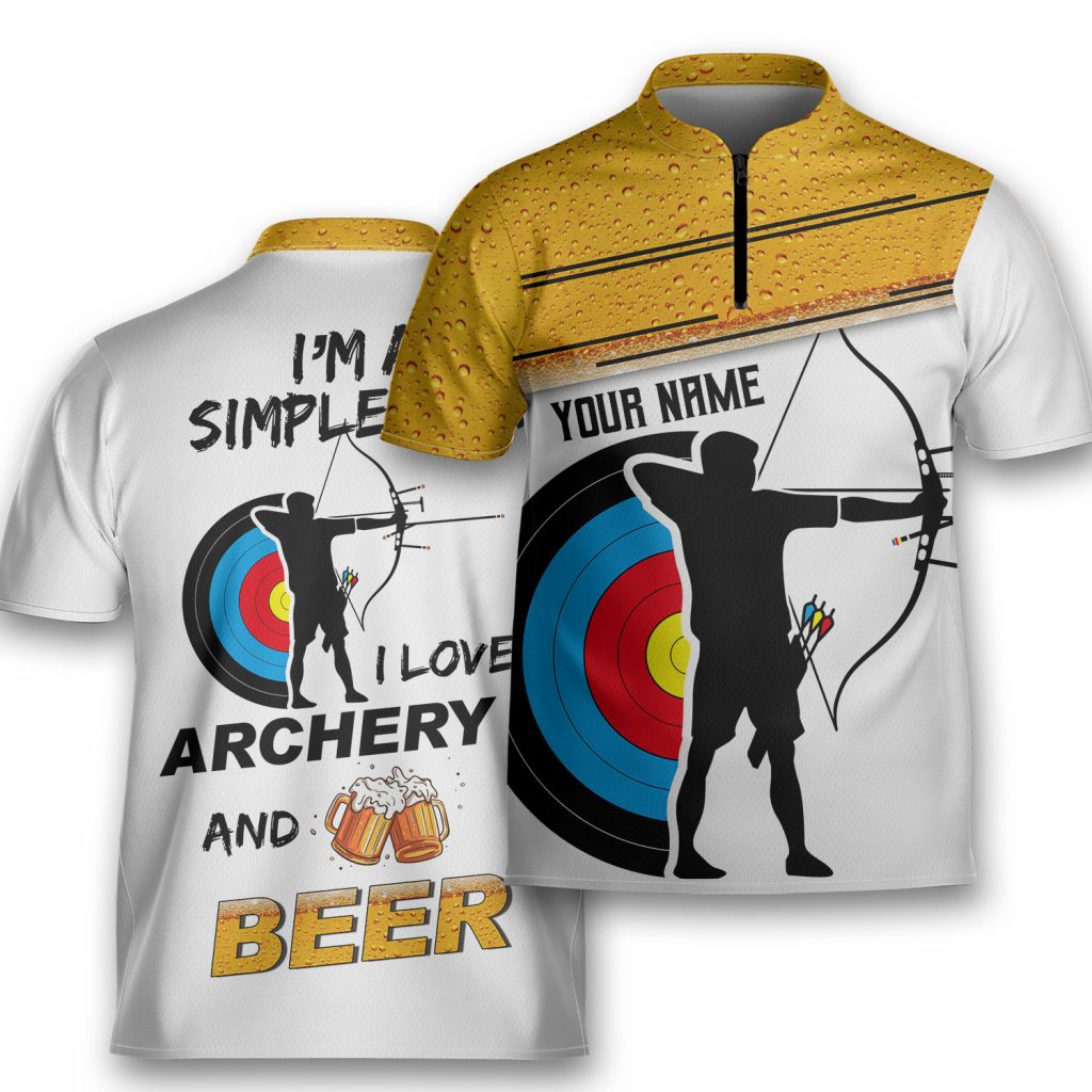 Personalized Love Archery And Beer Shooter Archery Jersey Zipper Shirt