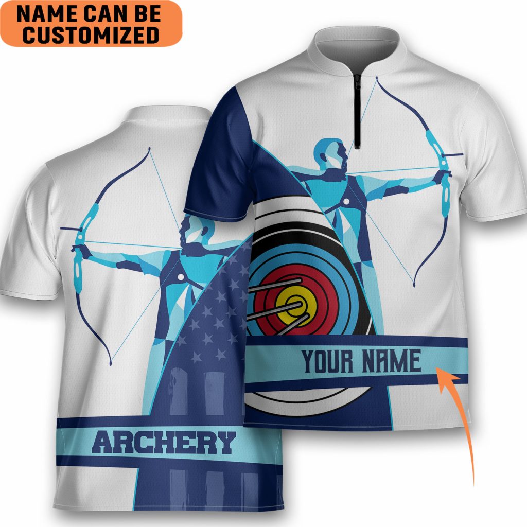 Personalized Archery U.s Flag 3D Team Shooter Archery Jersey Zipper Shirt