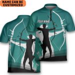 Personalized Name Green Archery Shooter Archery Jersey Zipper Shirt