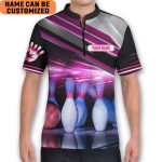 Strike Out Breast Cancer Awareness Bowling Pink Bowling Jersey Zipper Shirt Custom Name