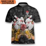 Bowling Beer Therefore I’m Here Bowling Jersey Zipper Shirt Custom Name
