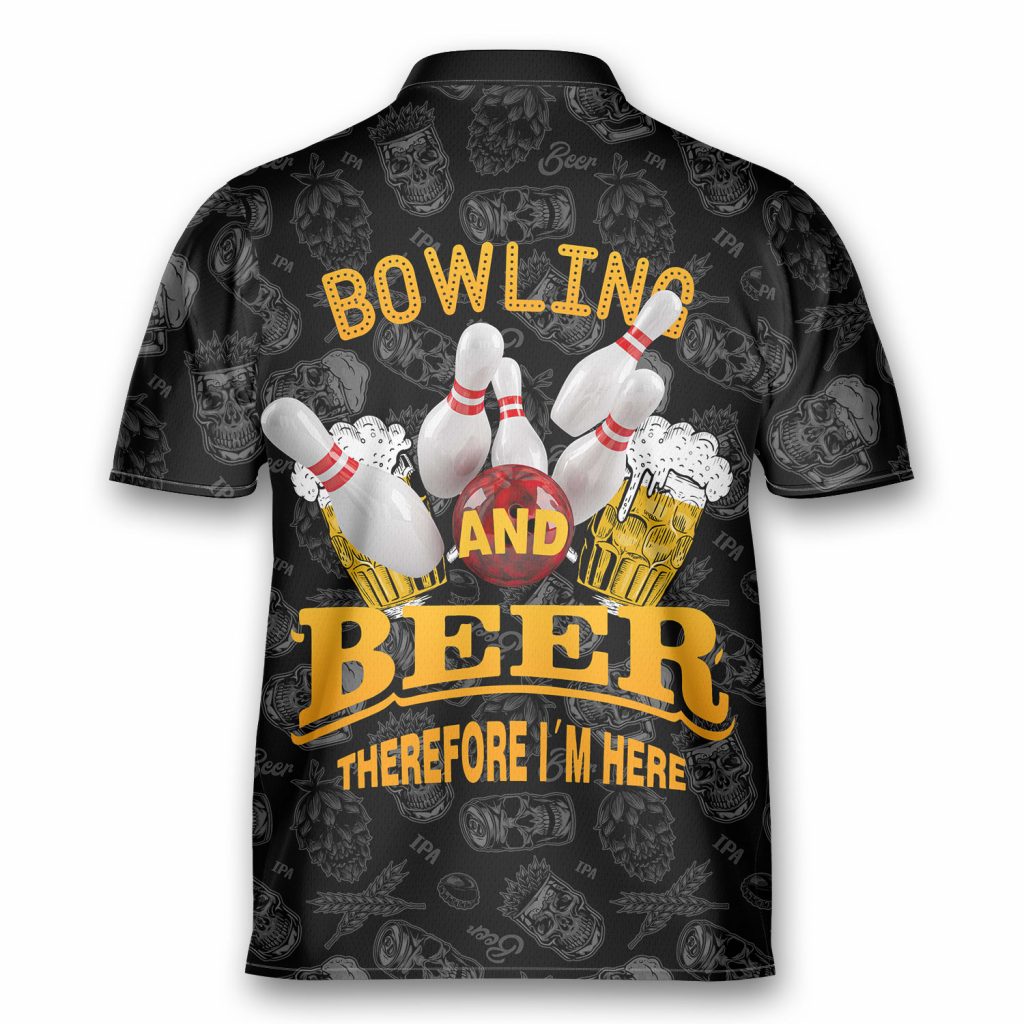 Bowling Beer Therefore I’M Here Bowling Jersey Zipper Shirt Custom Name