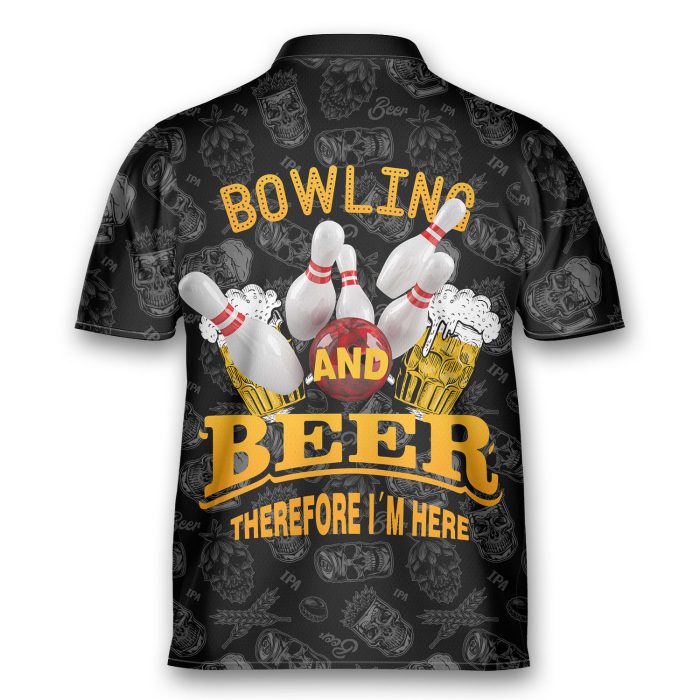 Bowling Beer Therefore I’M Here Bowling Jersey Zipper Shirt Custom Name