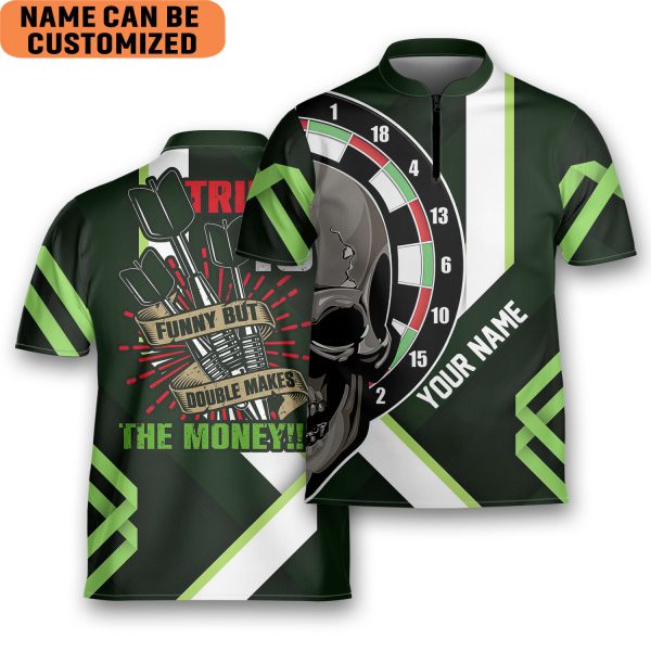 Triple Is Funny But Double Makes The Money Shooter Archery Jersey Zipper Shirt