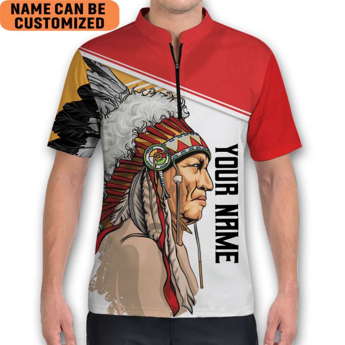 Custom Name Native Chief Indigenous Man Headdress Tent Polo Shirt For  Native American Day
